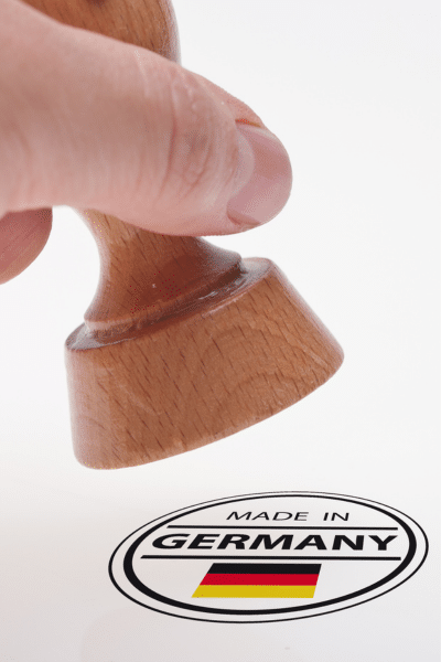 Stempel und Aufkelber "Made in Germany"